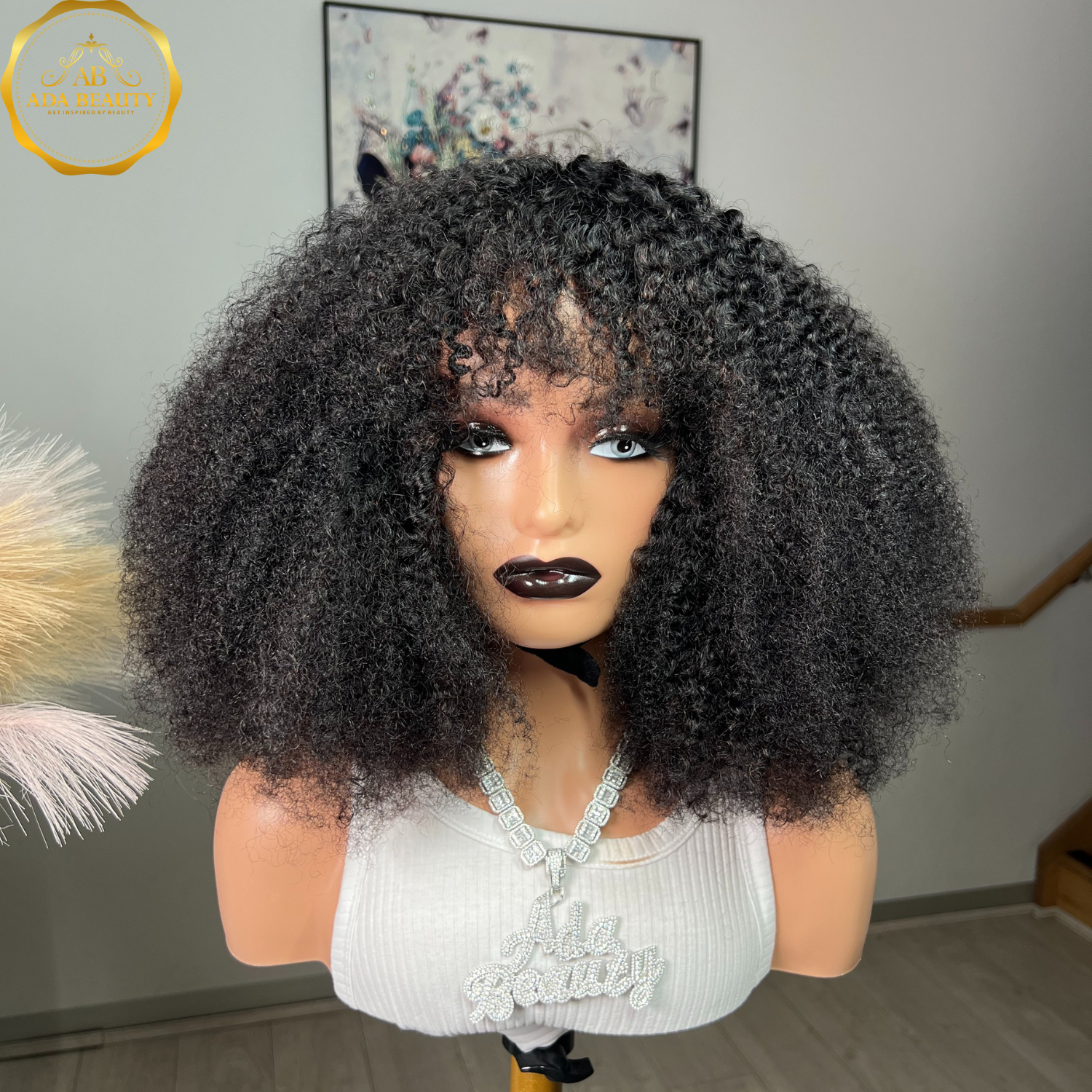 Perfect curly bang 100% buy human hair wig