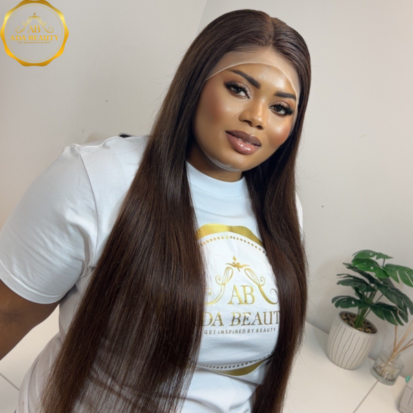 Chocolate Brown Lace Front Real Human Hair Wig ADA BEAUTY